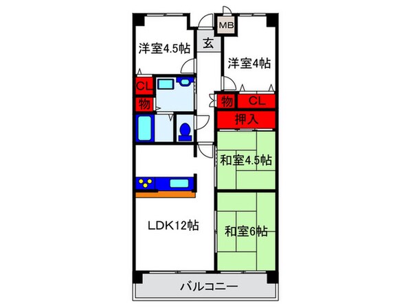 ロイヤルヒルズ待兼山の物件間取画像